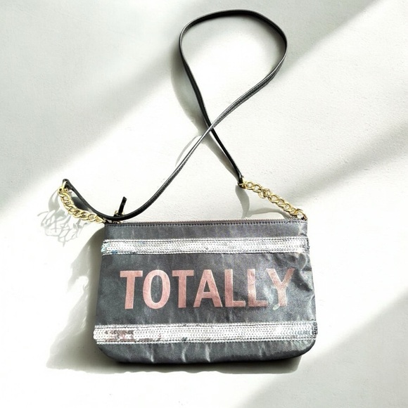 Juicy couture totally Stylish Gray and Pink Crossbody Bag sequins glam y2k - Picture 1 of 8